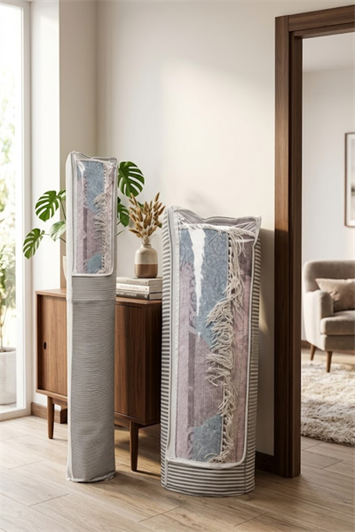 Pencereli Halı Hurcu 6 M² Gri Gri Çizgili