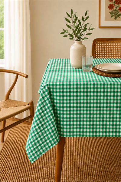 Yeşil Piknik Bahçe Balkon Masa Örtüsü 160 x 160 Yeşil