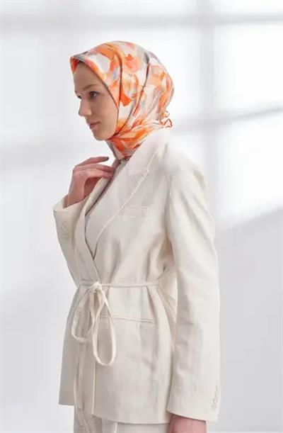Crayon Desen Twıll İpek Eşarp - Orange