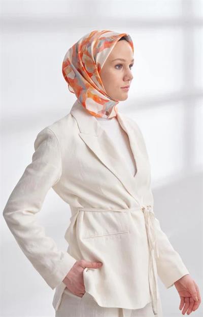 Crayon Desen Twıll İpek Eşarp - Orange