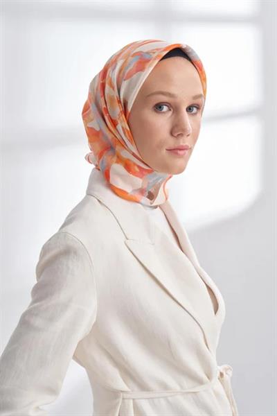 Crayon Desen Twıll İpek Eşarp - Orange