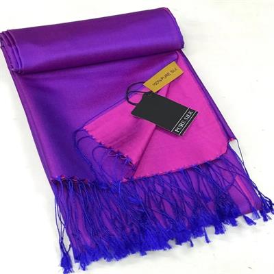 Pure silk İpek Şal - Saks Fuşya