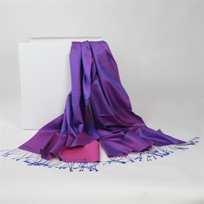 Pure silk İpek Şal - Saks Fuşya