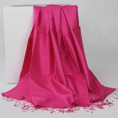 %Yüz İpek Şal - Fuşya Pembe
