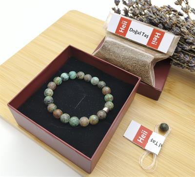 Afrika Turkuazı (Firuze) Bileklik 8 mm - Saygınlık, Güç Enejisi, İlişkilerde Denge