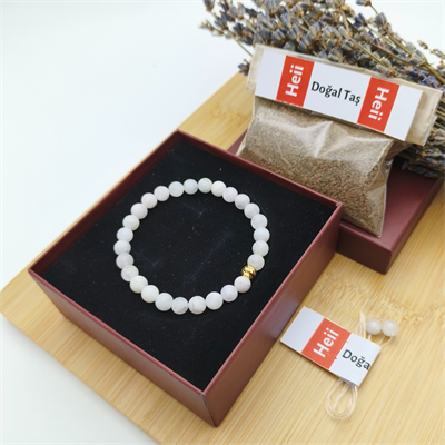 Ay taşı Bileklik 6 mm - Duygusal Denge, Zihinsel Rahatlama,