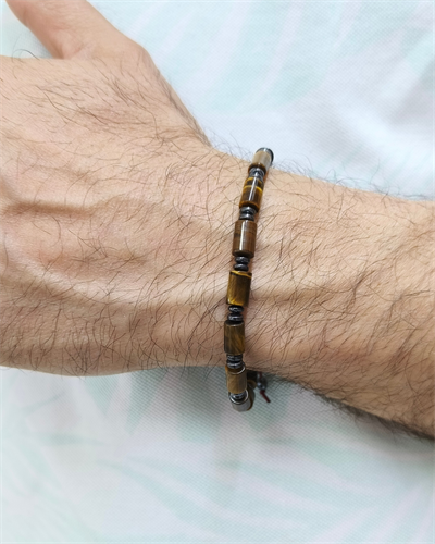 Kaplangözü ve Hematit Makromeli Bileklik 6 mm - Öfke Kontrolü, Cesaret ve Özgüven