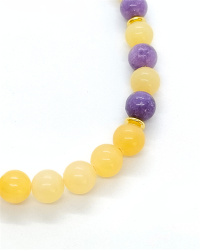 Kalsit ve Lepidolit Kolye 8 mm- Rahatlama, Denge ve Huzur