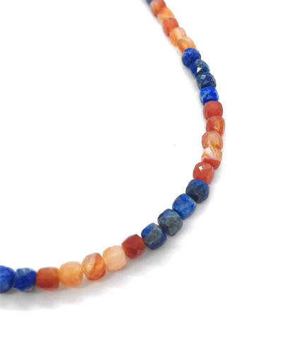 Karnelyan Akik ve Lapis Lazuli Kolye 4 mm - Nazar Kalkanı, Yıldızınız Yükselsin 
