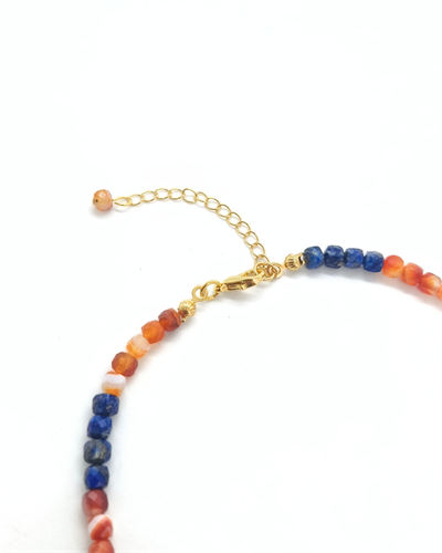 Karnelyan Akik ve Lapis Lazuli Kolye 4 mm - Nazar Kalkanı, Yıldızınız Yükselsin 