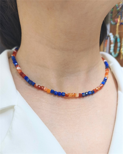 Karnelyan Akik ve Lapis Lazuli Kolye