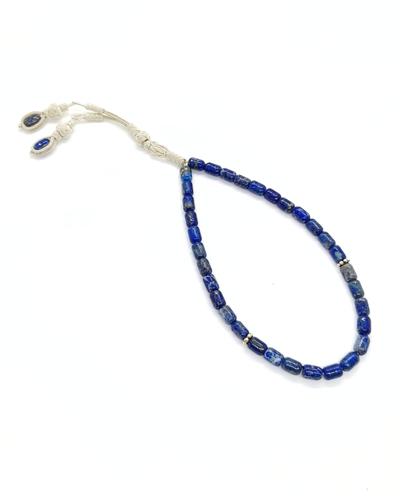 Kazaziye İşçiliği 1000 Ayar Gümüş Lapis Lazuli Tesbih - 