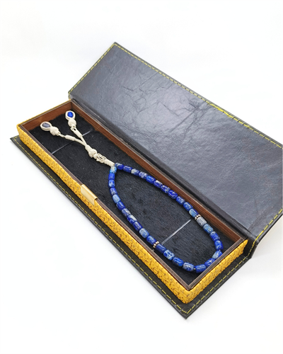 Kazaziye İşçiliği 1000 Ayar Gümüş Lapis Lazuli Tesbih - 
