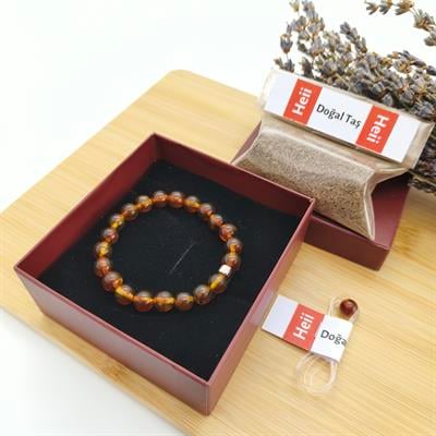 Kehribar Bileklik 8 mm - Öfke Kontrolü, Yaşam Enerjisi 