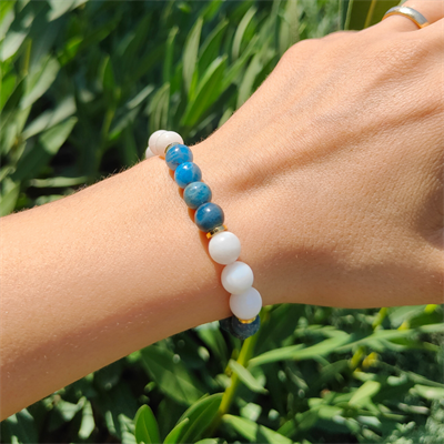 Aytaşı ve Apatit Bileklik 8 mm- Duygusal Denge, Zihinsel Rahatlama, Etkili İletişim