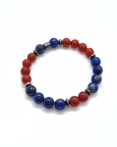 Lapis Lazuli ve Karnelyan Akik Bileklik - Erkek