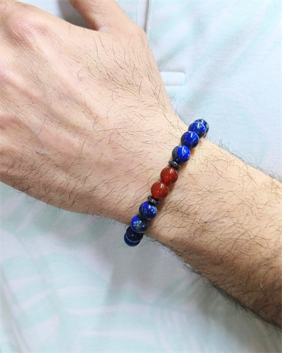 Lapis Lazuli ve Karnelyan Akik Bileklik - Erkek