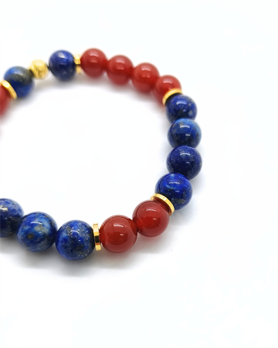 Lapis Lazuli ve Karnelyan Akik Bileklik 8 mm - Kadın - Nazar Kalkanı, Kararlılık, 