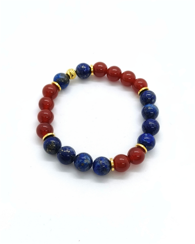 Lapis Lazuli ve Karnelyan Akik Bileklik 8 mm - Kadın - Nazar Kalkanı, Kararlılık, 