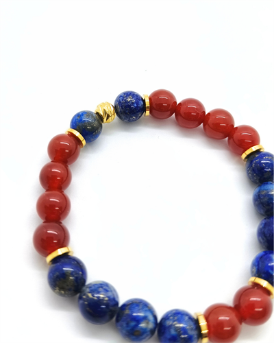 Lapis Lazuli ve Karnelyan Akik Bileklik 8 mm - Kadın - Nazar Kalkanı, Kararlılık, 