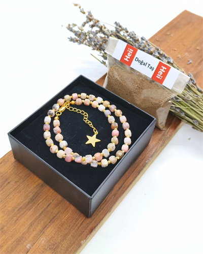 Pembe Opal Kolye 6 mm- Tutku, Sevgi ve Harekete Geçme Enerjisi