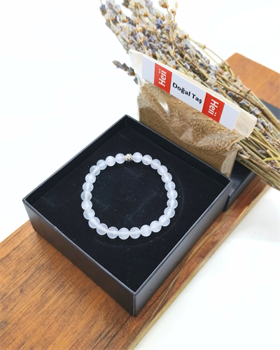 Selenit Bileklik 6 mm - Koruma Kalkanı, Sakinlik ve Huzur Enerjisi 