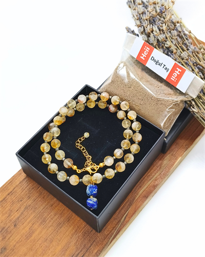 Sitrin ve Lapis Lazuli Kolye