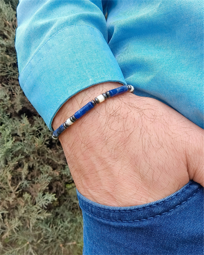 Sodalit Hematit ve Sedef Bileklik 4 mm - Dönüşüm, Sakinlik