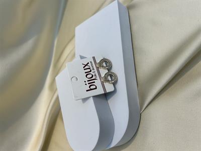 Yuvarlak Taş İşlemeli Rose Gold Küpe
