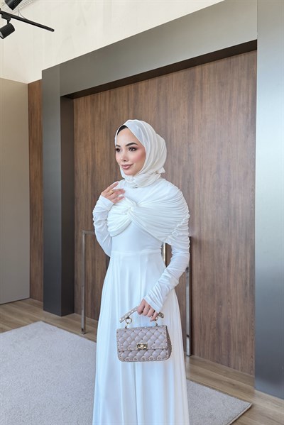 Amira Düğüm Detaylı Elbise Beyaz