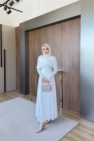 Amira Düğüm Detaylı Elbise Beyaz