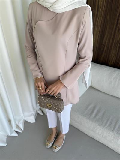 Britt Düğmeli Tunik Bej