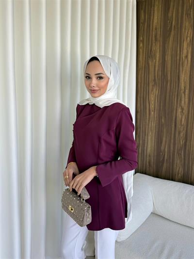 Britt Düğmeli Tunik Burgundy