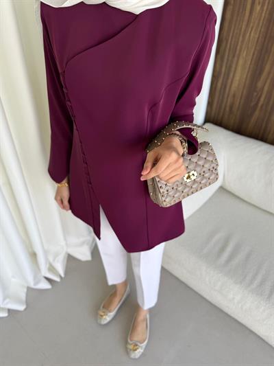 Britt Düğmeli Tunik Burgundy