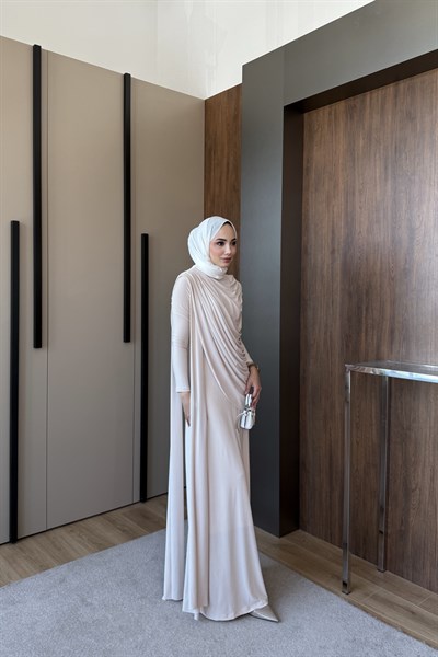 Drapeli Nahide Elbise bej 