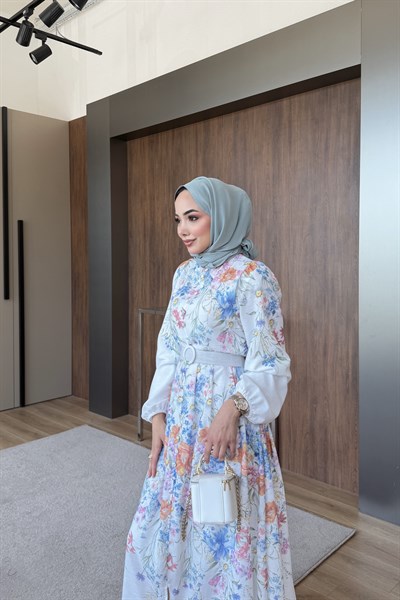 Flora britt düğmeli elbise beyaz 
