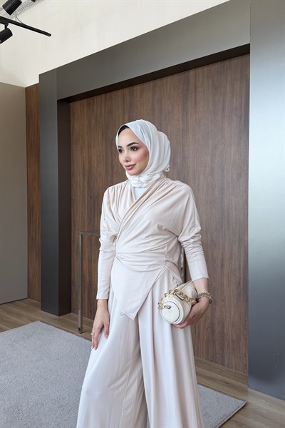 Gülcan Pantolonlu Takım bej