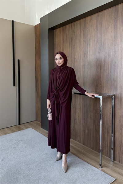 Gülcan Pantolonlu Takım bordo