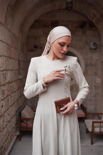 Rosa Parçalı Elbise Taş