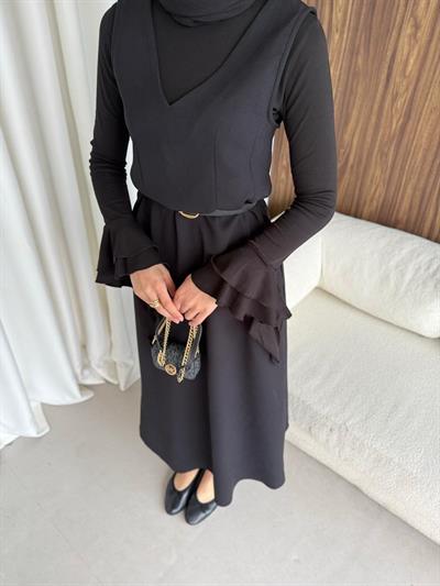 Sara jilet elbise siyah