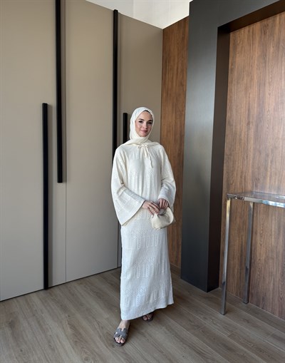 Serenay Elbise Bej Krem
