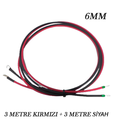 Spower Akü İle Mppt Yada Pwm Ara Bağlantı Kablosu 6mm Bakır 3mt