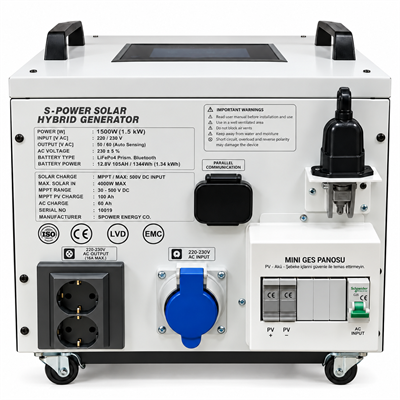Spower Energy Solar Hibrit Jeneratör SG-1.5 12 105 (1500 Watt)