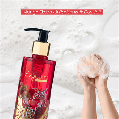 EvyLaure Cocktail Alégria Parfümistik Duş Jeli - Mango Ekstraktlı - Yoğun Nemlendirici - 300 ml