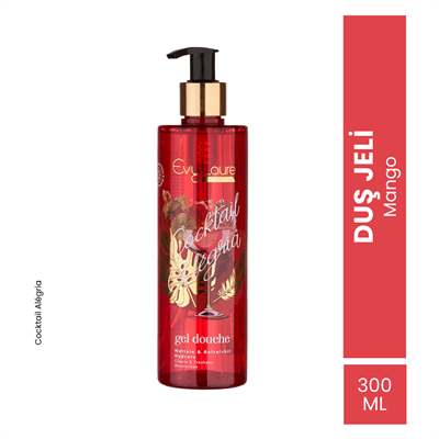 EvyLaure Cocktail Alégria Parfümistik Duş Jeli - Mango Ekstraktlı - Yoğun Nemlendirici - 300 ml