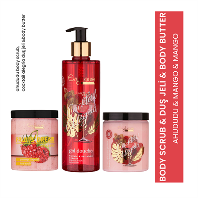 Meyvelerin Gücüyle 3 Adımda Yumuşacık Cilt - EvyLaure Ahududu & Mango Bakım Seti