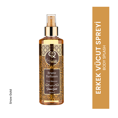 EvyLaure Erkek Parfümistik Vücut Parfümü |  Snow Gold Body Splash | Ferahlık ve Zarafet | 250 ml 