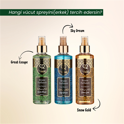 EvyLaure Erkek Parfümistik Vücut Parfümü |  Snow Gold Body Splash | Ferahlık ve Zarafet | 250 ml 