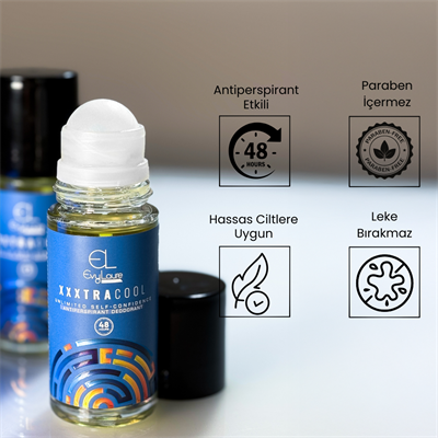 EvyLaure Erkek Roll-on XXXtra Cool - 48 Saat Etkili - Leke Bırakmaz Deodorant - 50 ml