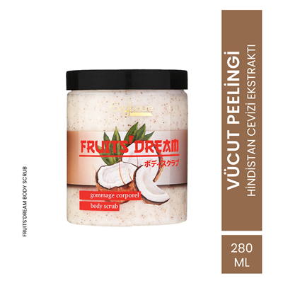 EvyLaure Fruits Dream Vücut Peelingi | Hindistan Cevizi Ekstraktlı Canlandırıcı Bakım | 280 ml 